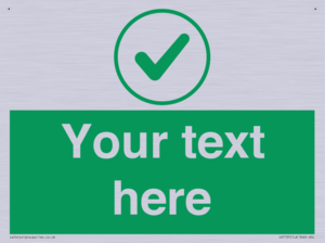 Custom green background, green tick in circle sign